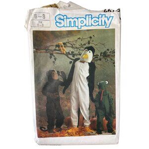 80s Simplicity 6670 Sewing Pattern Sizes 6-8 Costume Monkey Penguin and Frog CUT